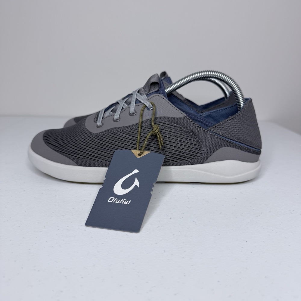 Olukai Moku Pae Pavement/Vintage Blue Mesh Boat Shoes Sneakers Men's Size 9 - Picture 5 of 9